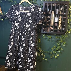 Disturbia Black and White Cosmic Cat Dress